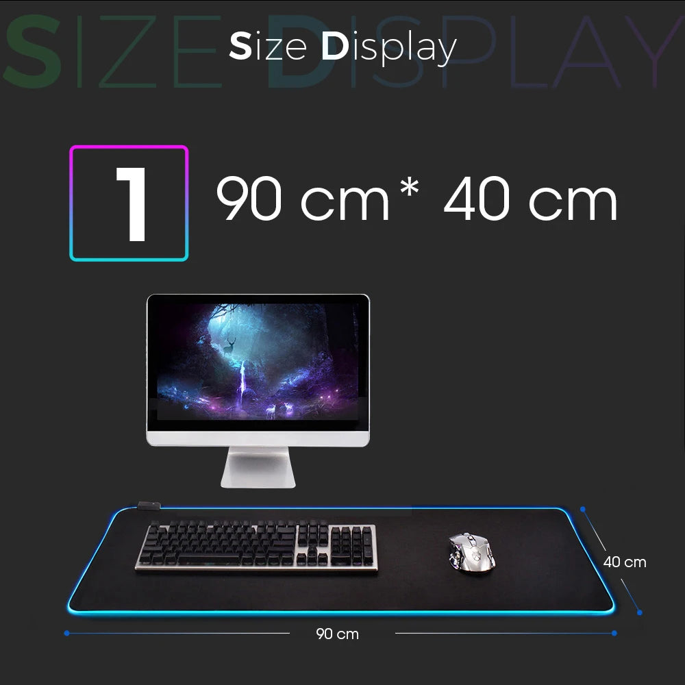 Tapis de Souris Gaming XXL RGB 14 Modes Étanche