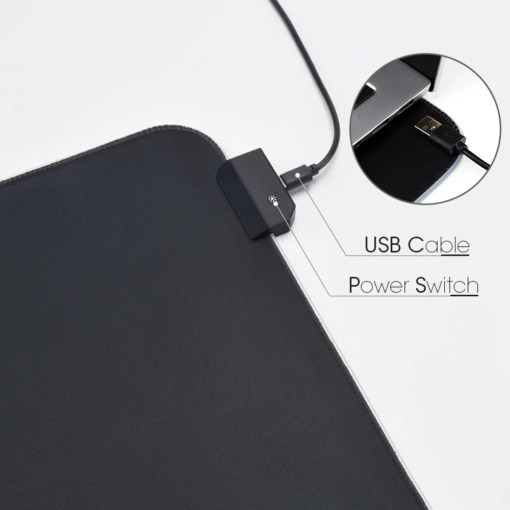 Tapis de Souris Gaming XXL RGB 14 Modes Étanche