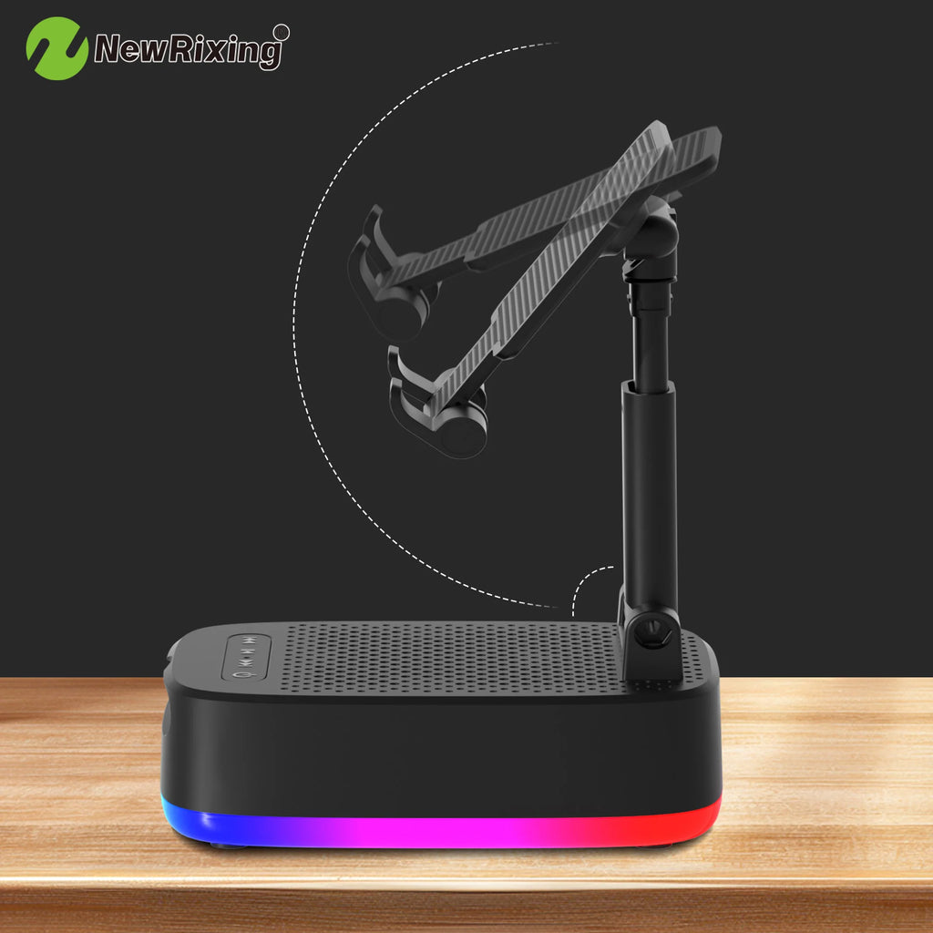 Support Téléphone 4-en-1 avec Enceinte et Chargeur RGB