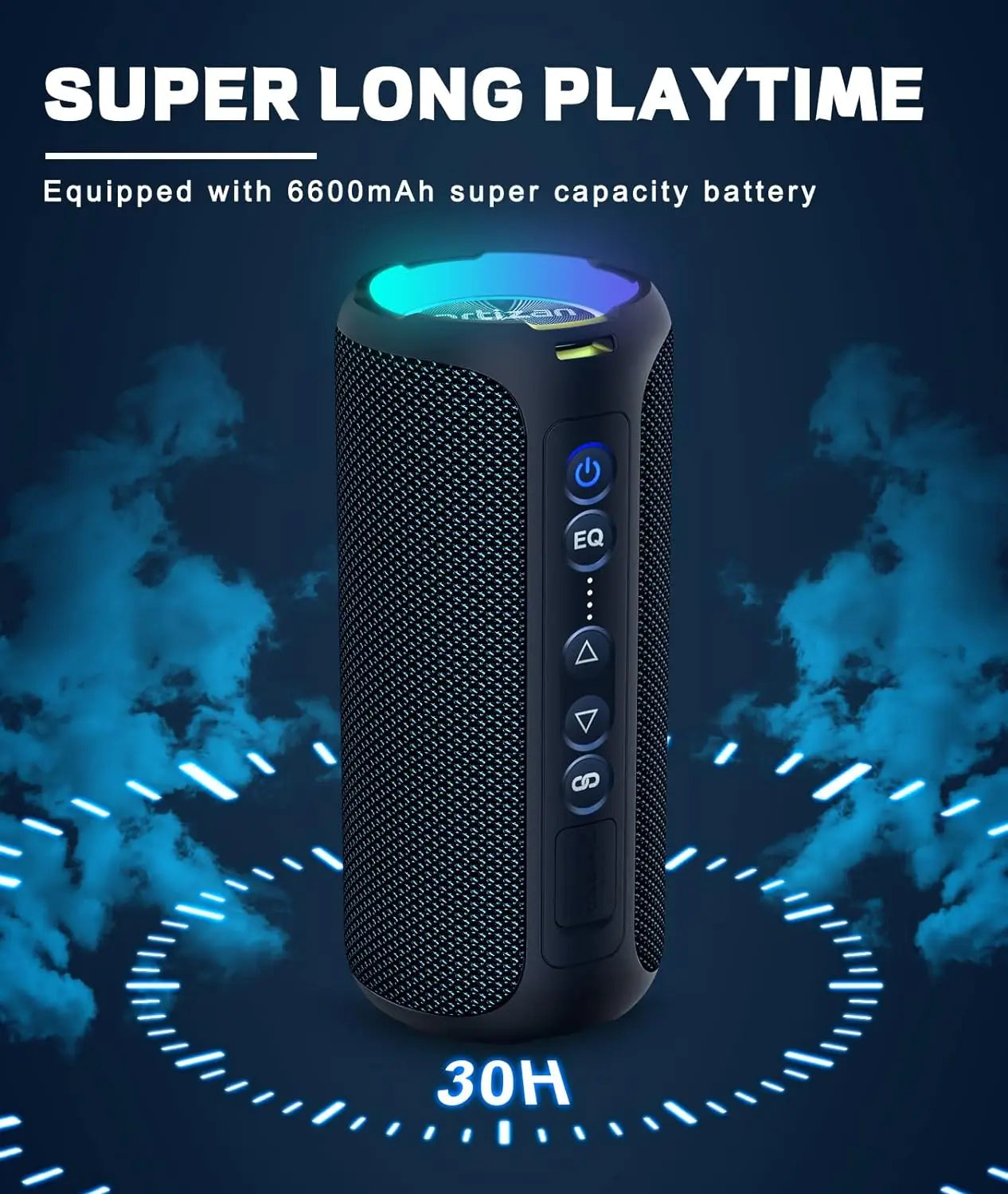 Enceinte Bluetooth Étanche IPX7 avec Éclairage RGB