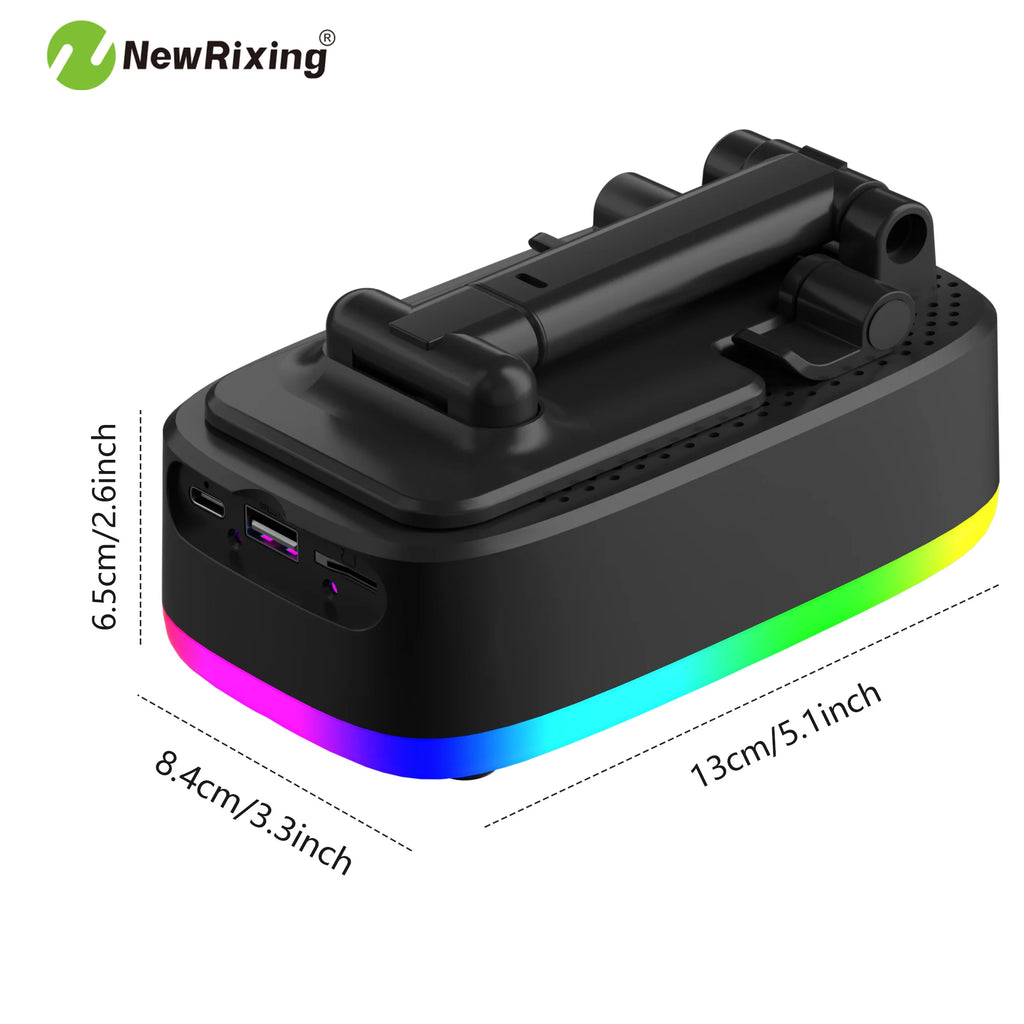 Support Téléphone 4-en-1 avec Enceinte et Chargeur RGB