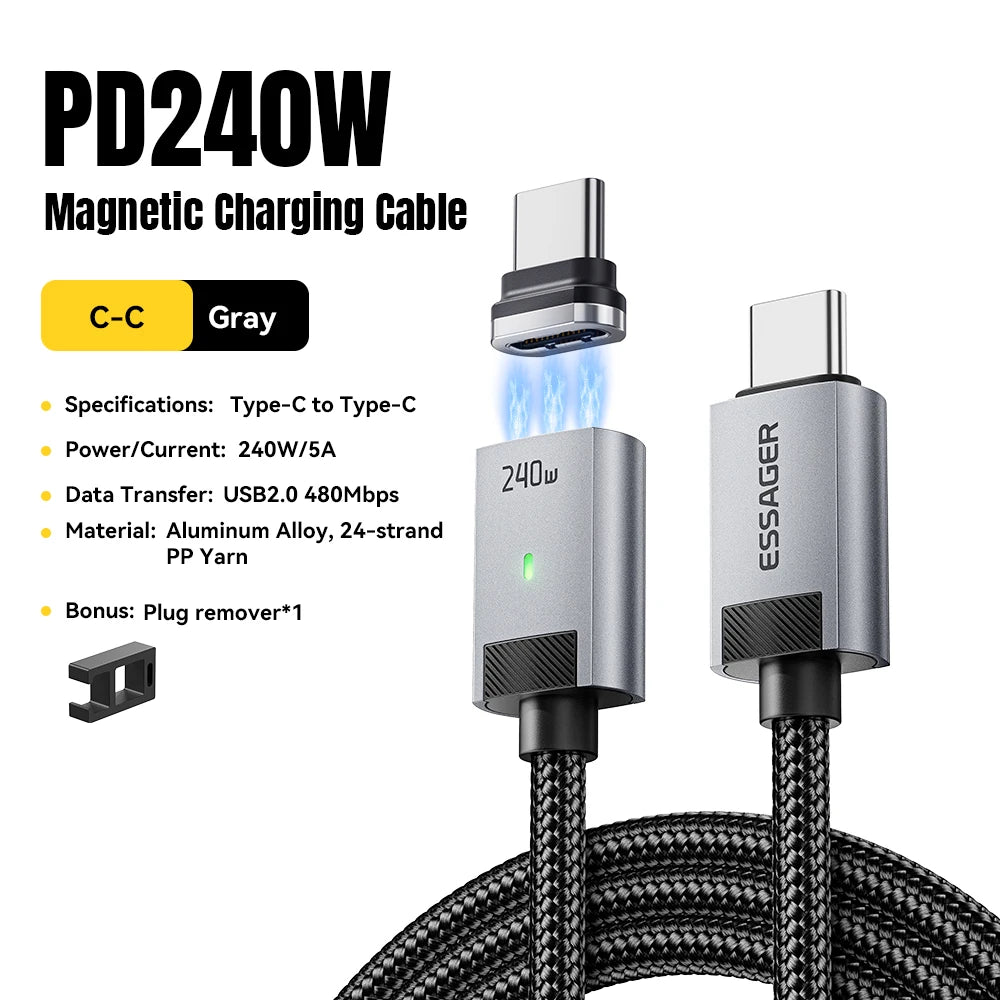 Câble de Charge Magnétique 4-en-1 Charge Rapide 240W