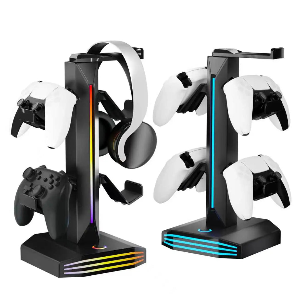 Support Casque et Manettes Gaming RGB avec Ports USB
