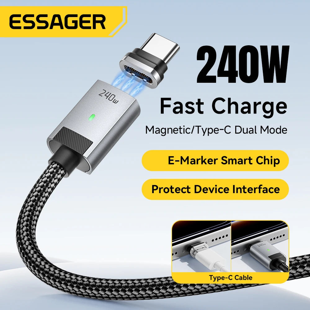 Câble de Charge Magnétique 4-en-1 Charge Rapide 240W
