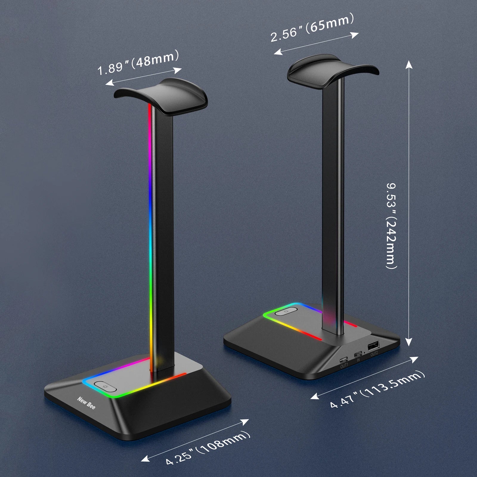Support Casque Gaming RGB avec Ports de Charge USB