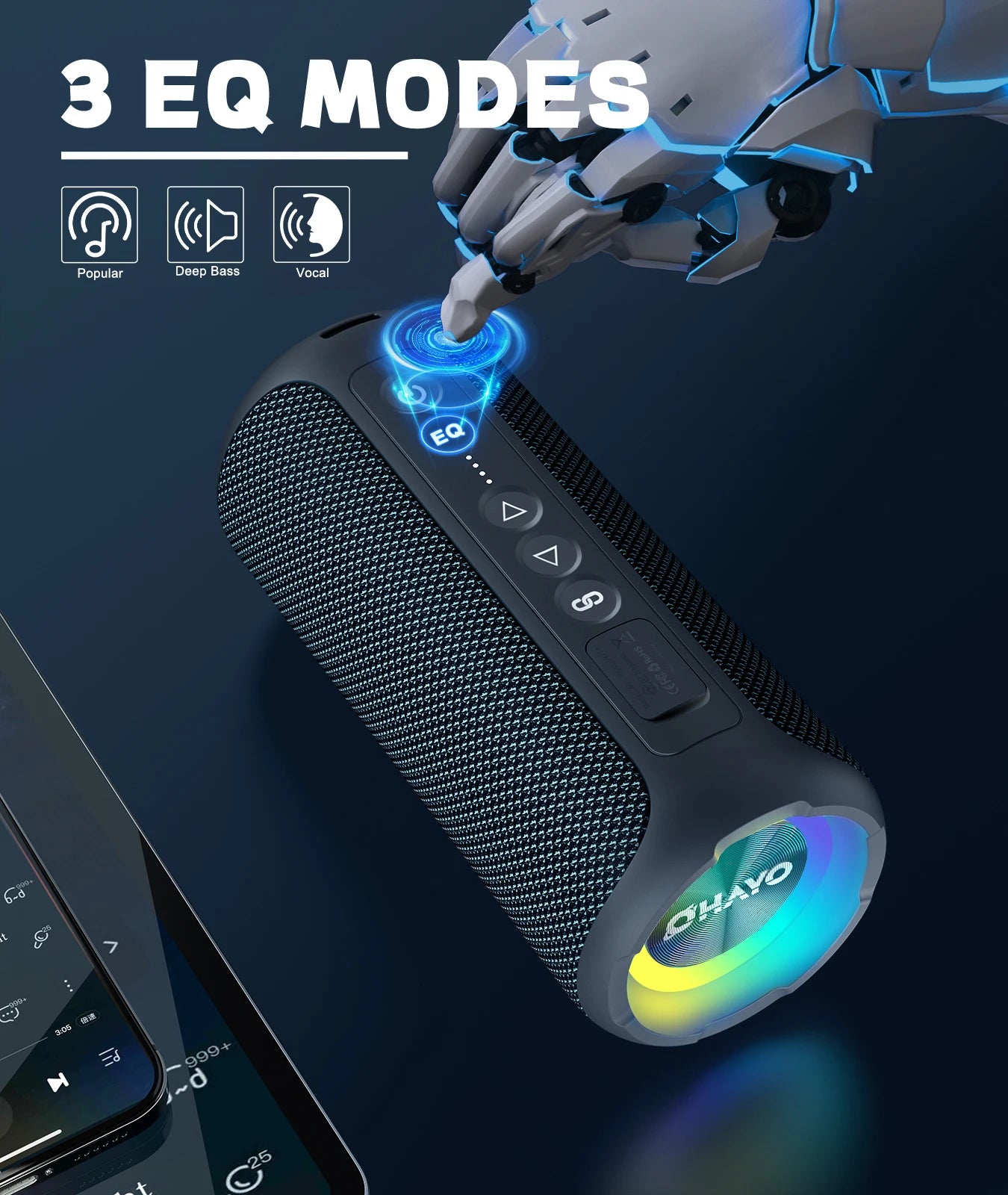 Enceinte Bluetooth Étanche IPX7 avec Éclairage RGB