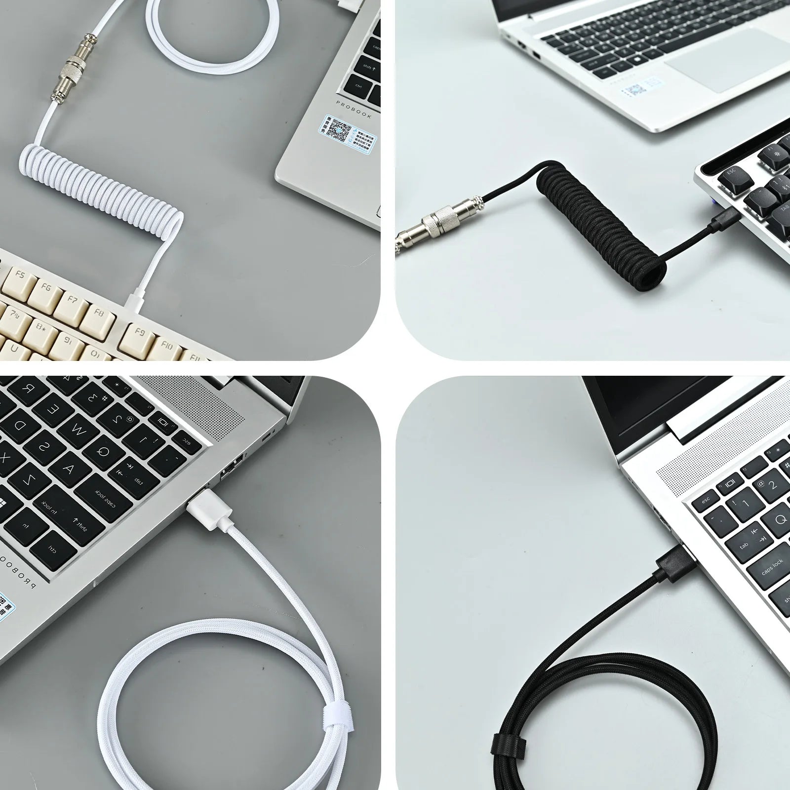 Câble Clavier Tressé Spirale Style Aviateur