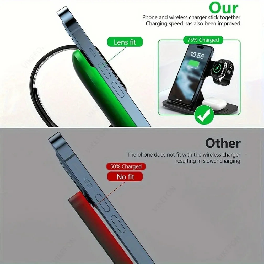 Station de Charge Sans Fil Pliable 3-en-1